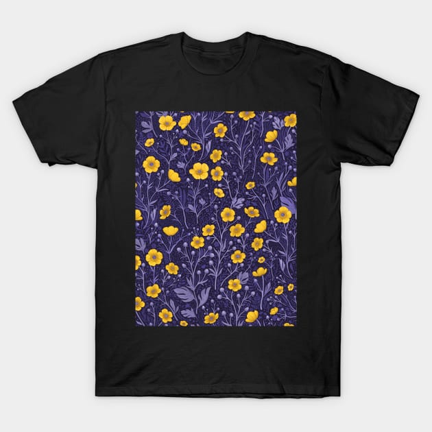 Buttercups, yellow and violet T-Shirt by katerinamk